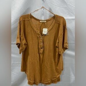 NWT We the Free / Free People cotton and linen blend henley - Large
